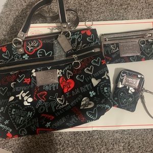Coach “poppy” large purse with wallet and wristlet